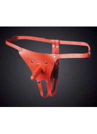 Красные кожаные универсальные трусики со штырьком для насадок - Sitabella - купить с доставкой в Волгограде