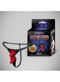 Чёрные кожаные трусики с двумя штырьками для насадок - Sitabella - купить с доставкой в Волгограде