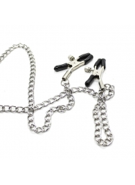 Зажимы для сосков с ремешком и кольцом для пениса - Notabu - купить с доставкой в Волгограде