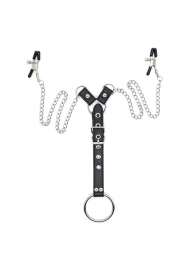 Зажимы для сосков с ремешком и кольцом для пениса - Notabu - купить с доставкой в Волгограде