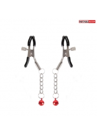 Серебристые зажимы на соски с шариками на цепочках - Notabu - купить с доставкой в Волгограде