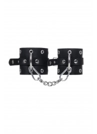 Черные кожаные однослойные наручники с люверсами - Pecado - купить с доставкой в Волгограде