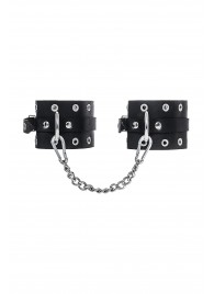 Черные кожаные однослойные оковы с люверсами - Pecado - купить с доставкой в Волгограде