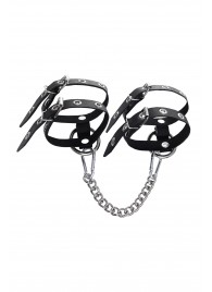 Черные однослойные кожаные оковы из двух ремешков - Pecado - купить с доставкой в Волгограде