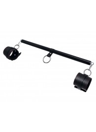 Черная распорка для ног с кожаными манжетами - Pecado - купить с доставкой в Волгограде