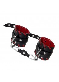 Черно-красные наручники из натуральной кожи - Pecado - купить с доставкой в Волгограде