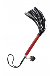 Черно-красная кожаная плеть - 50 см. - Pecado - купить с доставкой в Волгограде