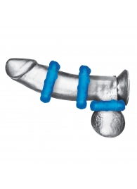 Комплект из трех голубых эрекционных колец 3-Pack Ribbed Rider Cock Ring Set - BlueLine - в Волгограде купить с доставкой