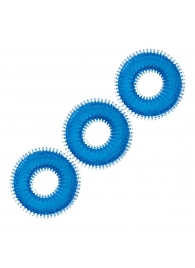 Комплект из трех голубых колец для эрекции 3-Pack Ultra-Stim Stretch Cock Rings - BlueLine - в Волгограде купить с доставкой