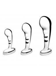 Набор из 3 стальных стимуляторов простаты Stainless Steel P-spot Training Set - b-Vibe - в Волгограде купить с доставкой