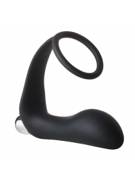 Черное эрекционное кольцо с вибропробкой Vibrating Anal Plug With Cockring - Dream Toys - в Волгограде купить с доставкой