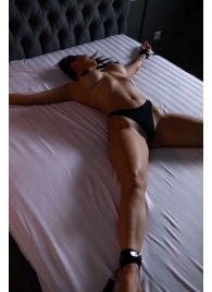 Черный кожаный набор фиксации на кровати Sex Game - БДСМ Арсенал - купить с доставкой в Волгограде