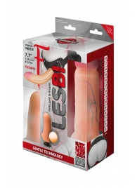 Телесный страпон Harness LESBI с вагинальной пробкой - 16,5 см. - LOVETOY (А-Полимер) - купить с доставкой в Волгограде