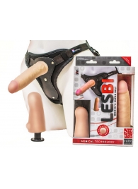 Телесный страпон Harness LESBI с вагинальной пробкой - 16,5 см. - LOVETOY (А-Полимер) - купить с доставкой в Волгограде