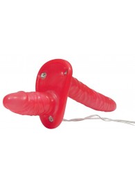 Красный женский страпон с вагинальной пробкой Bad Kitty - 18 см. - Orion - купить с доставкой в Волгограде
