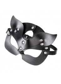 Черная кожаная рельефная маска кошки - Pecado - купить с доставкой в Волгограде