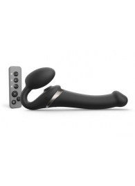 Черный безремневой страпон Multi Orgasm Size M с клиторальной стимуляцией - Strap-on-me - купить с доставкой в Волгограде