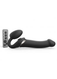 Черный безремневой страпон Multi Orgasm Size L с клиторальной стимуляцией - Strap-on-me - купить с доставкой в Волгограде