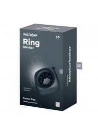 Черный мужской вибромассажер Ring Stroker - Satisfyer - в Волгограде купить с доставкой