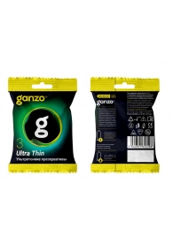 Ультратонкие презервативы Ganzo Ultra thin в мягкой упаковке - 3 шт. - Ganzo - купить с доставкой в Волгограде