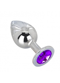 Большой плаг из стали с фиолетовым кристаллом Violet Dream - 9,5 см. - Erotic Fantasy - купить с доставкой в Волгограде