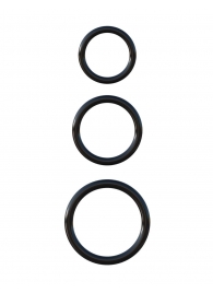 Набор из трех черных эрекционных колец Silicone 3-Ring Stamina Set - Pipedream - в Волгограде купить с доставкой