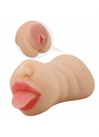 Телесный двусторонний мастурбатор Sarah - ротик и вагина - Baile - в Волгограде купить с доставкой