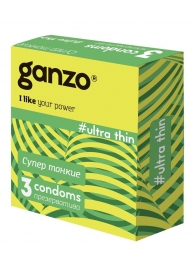 Ультратонкие презервативы Ganzo Ultra thin - 3 шт. - Ganzo - купить с доставкой в Волгограде