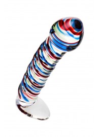 Стеклянный фаллос с разноцветными спиралями - 17 см. - Sexus