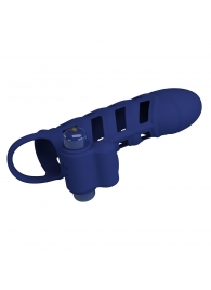 Синяя насадка на пенис Powerful Ring - 18,8 см. - Baile - в Волгограде купить с доставкой