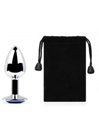 Анальное украшение BUTT PLUG  Small с синим кристаллом - 7 см. - Anal Jewelry Plug - купить с доставкой в Волгограде