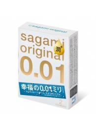 Увлажнённые презервативы Sagami Original 0.01 Extra Lub - 2 шт. - Sagami - купить с доставкой в Волгограде