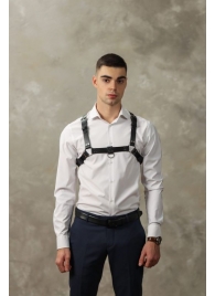 Черная мужская кожаная портупея №4 - БДСМ Арсенал - купить с доставкой в Волгограде