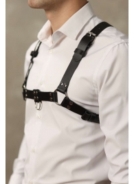 Черная мужская кожаная портупея №4 - БДСМ Арсенал - купить с доставкой в Волгограде