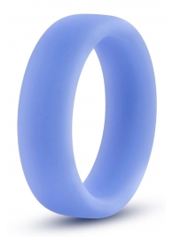 Голубое люминесцентное кольцо Silicone Glo Cock Ring - Blush Novelties - в Волгограде купить с доставкой