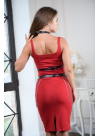 Черно-серебристая портупея-юбка plus size с цепочками - БДСМ Арсенал - купить с доставкой в Волгограде