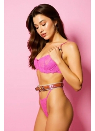 Эффектный розовый пояс из голографической эко-кожи - БДСМ Арсенал - купить с доставкой в Волгограде