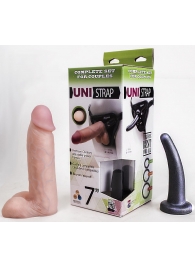 Страпон-унисекс с двумя насадками UNI strap 7  Harness - 19 и 16 см. - LOVETOY (А-Полимер) - купить с доставкой в Волгограде