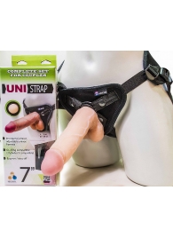 Страпон-унисекс с двумя насадками UNI strap 7  Harness - 19 и 16 см. - LOVETOY (А-Полимер) - купить с доставкой в Волгограде