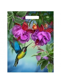 Пакет с принтом в виде колибри в цветах с вырубной ручкой (31х40 см) - Сима-Ленд - купить с доставкой в Волгограде