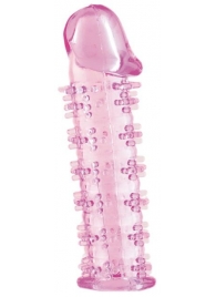Розовая насадка на пенис с шипами - 12,5 см. - A-toys - в Волгограде купить с доставкой