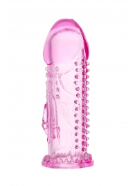 Розовая насадка на пенис с шипиками и коготком - 13,5 см. - A-toys - в Волгограде купить с доставкой