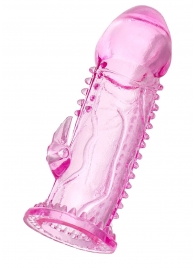 Розовая насадка на пенис с шипиками и коготком - 13,5 см. - A-toys - в Волгограде купить с доставкой