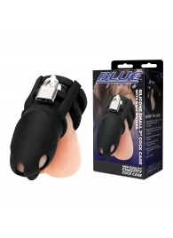Черная клетка для пениса Silicone Small 2 in Cock Cage With Ball Divider - BlueLine - купить с доставкой в Волгограде
