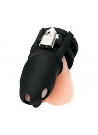 Черная клетка для пениса Silicone Small 2 in Cock Cage With Ball Divider - BlueLine - купить с доставкой в Волгограде