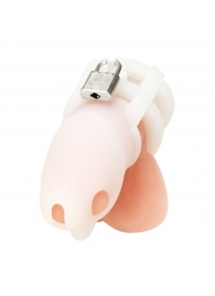 Белая клетка для пениса Silicone Small 2 in Cock Cage With Ball Divider - BlueLine - купить с доставкой в Волгограде