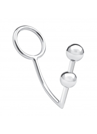 Кольцо на пенис с анальным стимулятором Two Bead Stainless Steel Anal Hook   Cock Ring - BlueLine - в Волгограде купить с доставкой