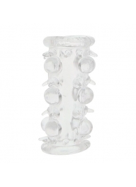 Прозрачная насадка на пенис с шипами и бугорками JELLY JOY LUST CLUSTER CLEAR - Dream Toys - в Волгограде купить с доставкой