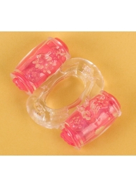 Прозрачное виброкольцо с двумя вибропульками - Toyfa Basic - в Волгограде купить с доставкой