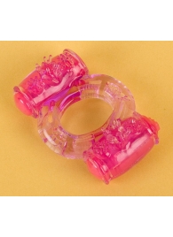 Фиолетовое виброкольцо с двумя вибропульками - Toyfa Basic - в Волгограде купить с доставкой